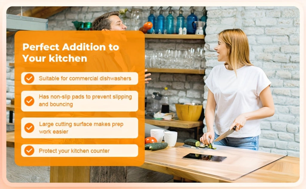 Acrylic Cutting Board Large Anti-Slip 17x23 Inch – Clear & Black Countertop Protector for Kitchen & Restaurant – Food Safe Non-Slip Chopping Board for Fruit, Meat & Meal Prep