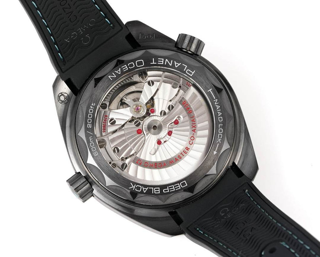 Omega Seamaster Planet Ocean Ultra Deep World Timer GMT – Black Ceramic Turquoise World Map Dial 24-City