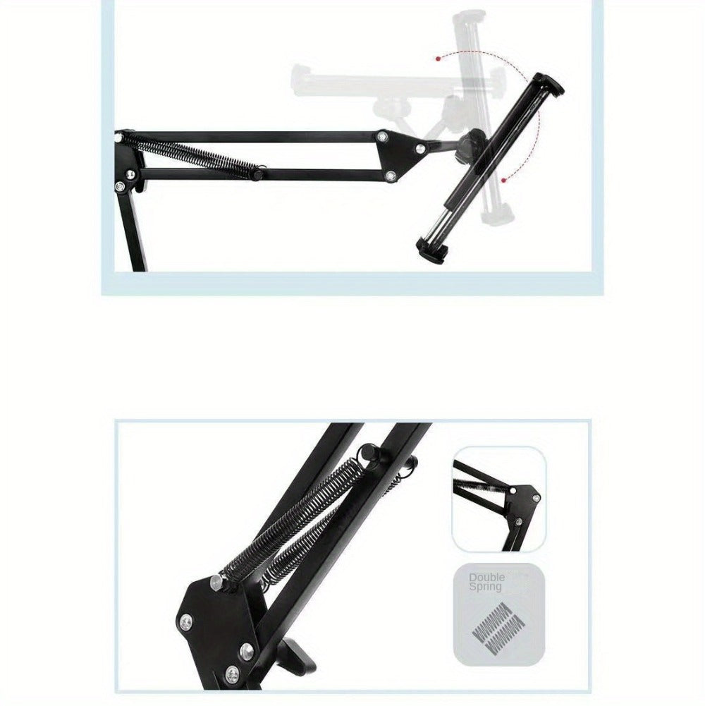 Phone Stand with Flexible Gooseneck Arm and Rotating Holder, 68.9-Inch Metal Support for Hands-Free Viewing