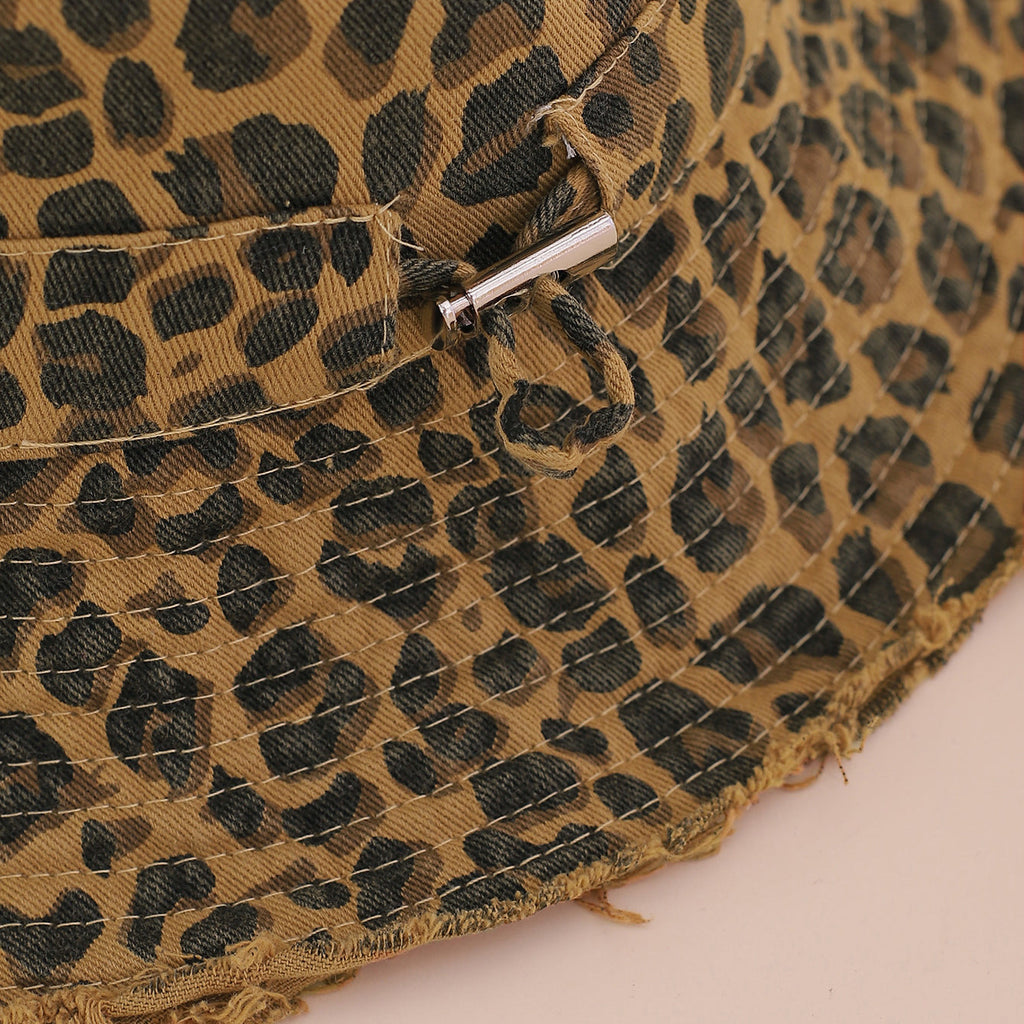 Pickens Bucket-Hat mit Leopardenmuster-Besatz – breite Krempe, Vintage-Mode