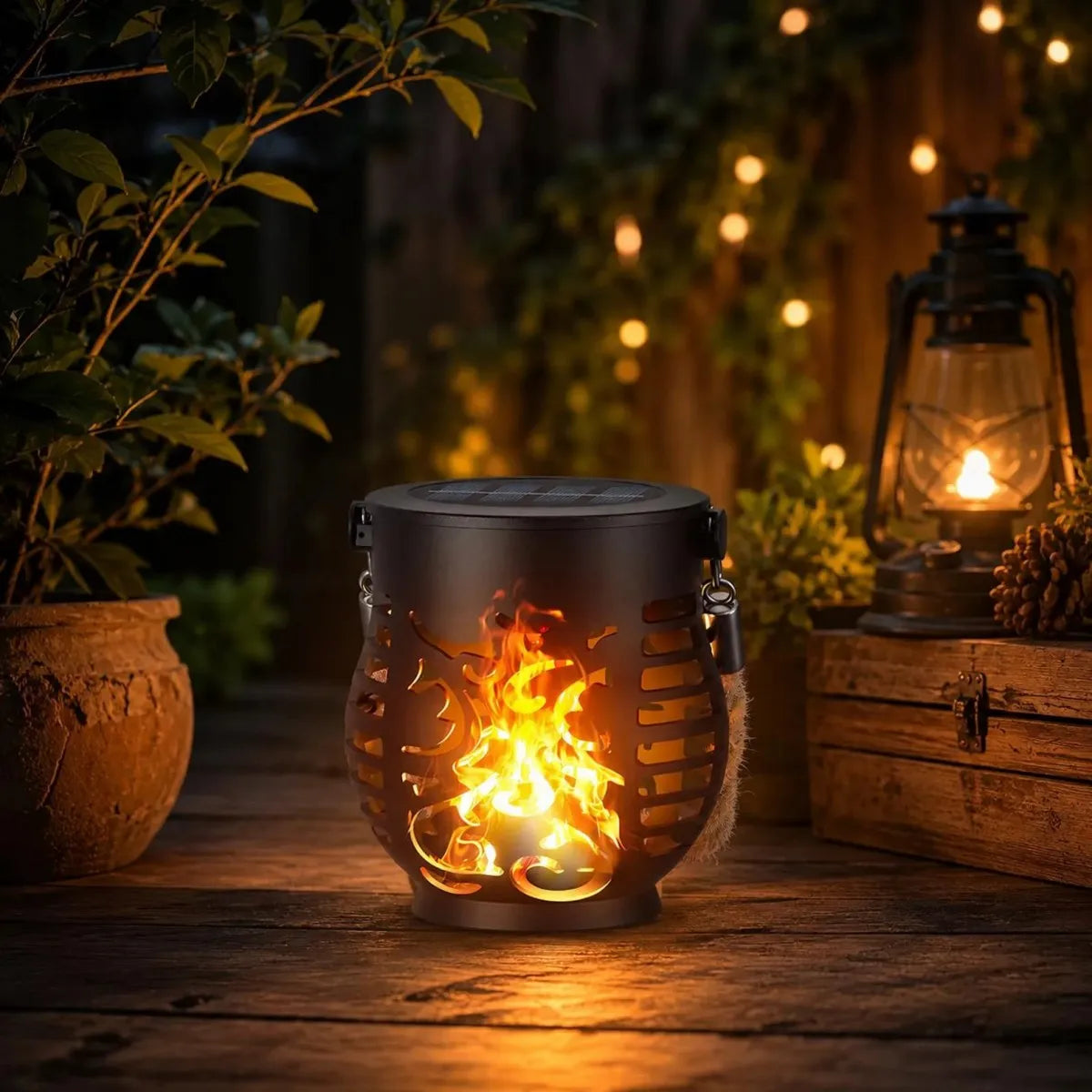Solar Flame Effect Hanging Lantern