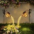 Solar Garden Lights 2-Piece Watering Can Waterfall String Lights, IP65 with Ground Stakes Set