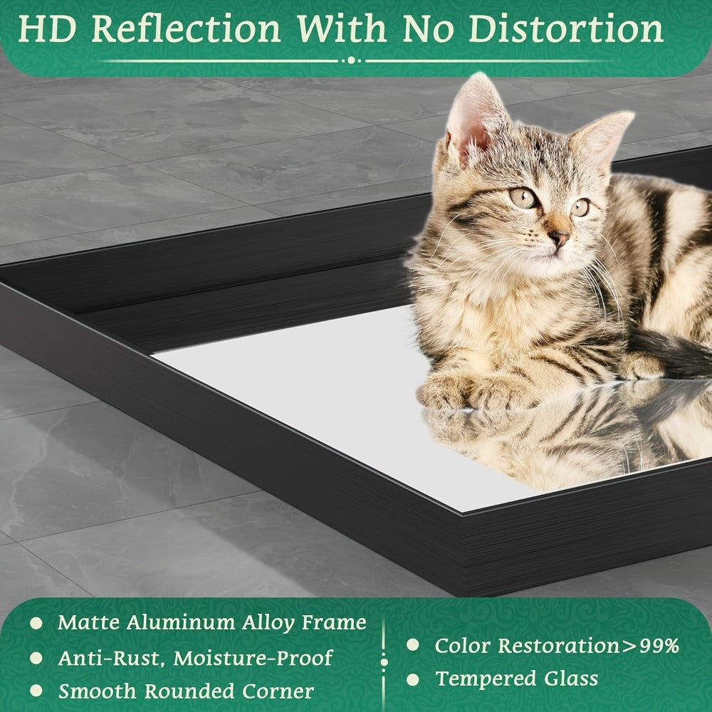 Bathroom Mirror with Rectangular Metal Frame, Horizontal or Vertical Wall Mounting in Three Finishes