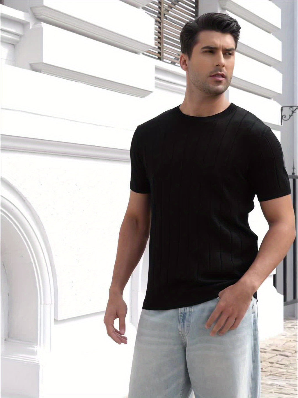 Julius | Geripptes Kurzarm-Strickoberteil