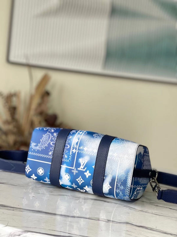 Louis Vuitton Keepall XS – Blue Clouds Monogram Bandana Patchwork Print Crossbody