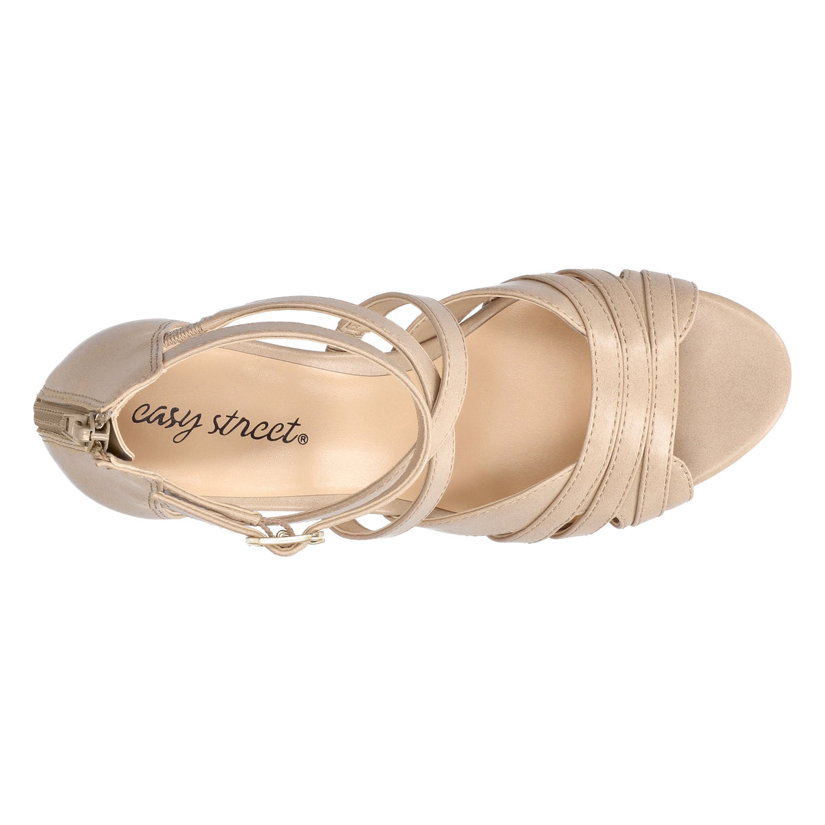 Easy Street Women's Crissa Nude Pearlized Platform Sandals