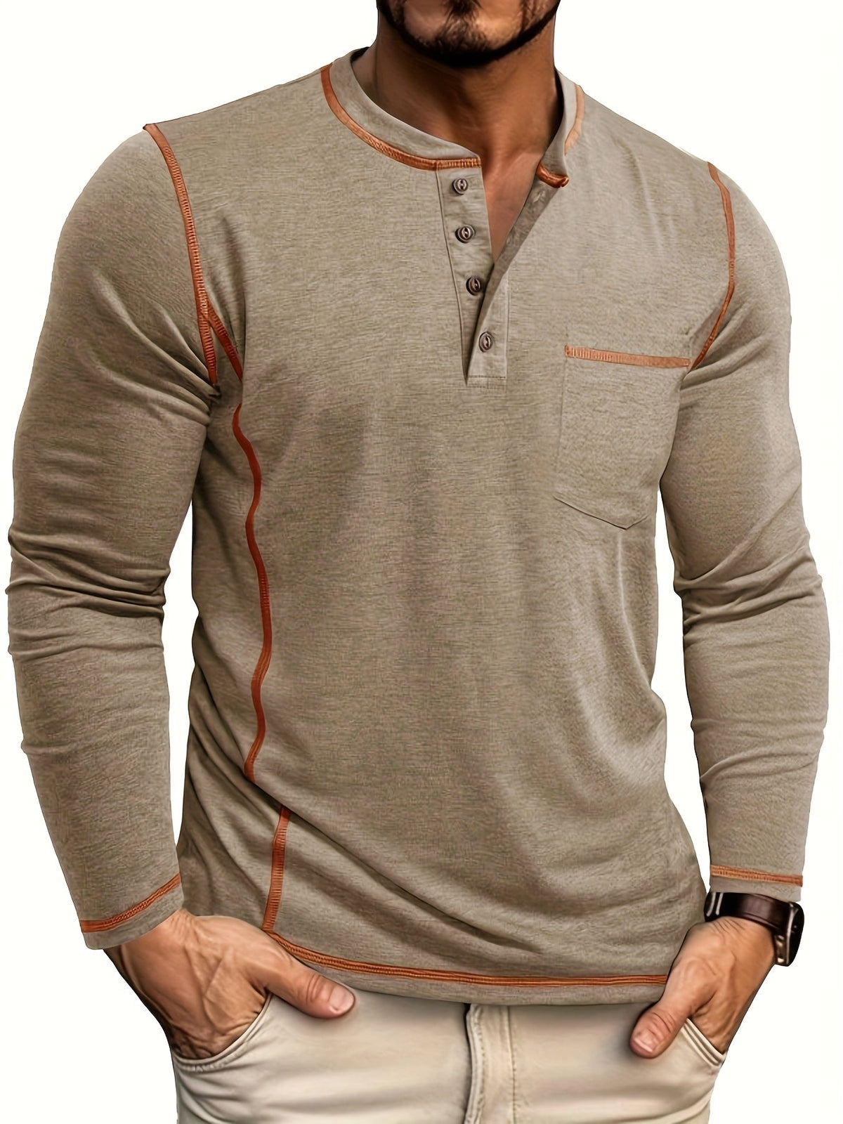 Kingsley | Klassisches langärmeliges Henley-Shirt