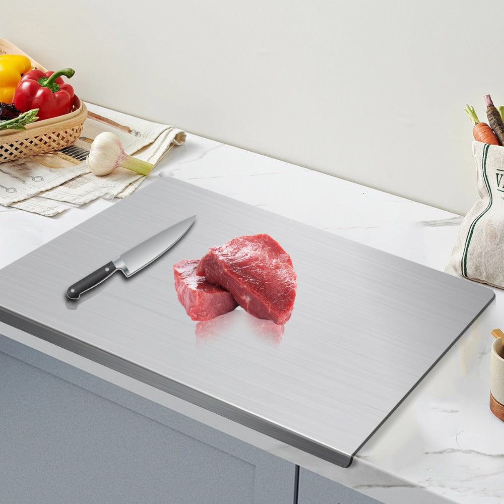 Stainless Steel Cutting Board, 304 Grade Butcher Block Rolling Board, Large Kitchen Chopping Board for Meat, Vegetables & Bread