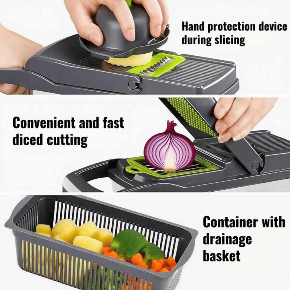 Vegetable Chopper 18-in-1 Upgraded Mandoline Slicer - Professional Onion Chopper Food Dicer Cutter with Container