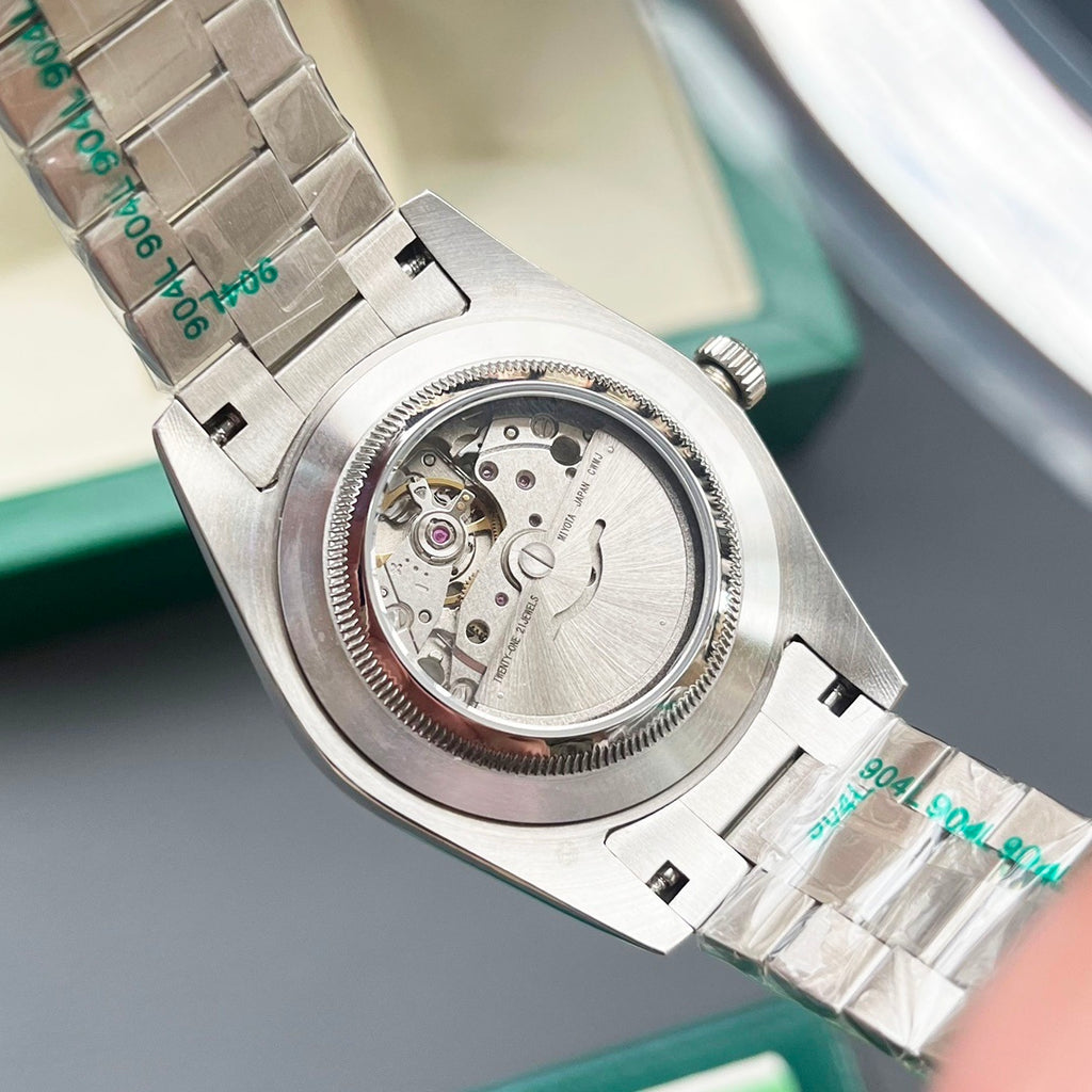 Rolex Datejust – Steel White Gold Fluted Bezel White Arabic Numeral Dial President Bracelet Box Papers