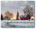 Snowy Sunset at the Farm Gallery-Wrapped Canvas Wall Art
