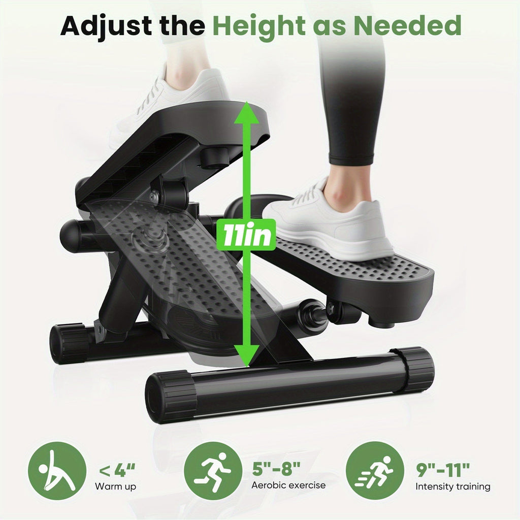 Fitness Equipment Compact Mini Stepper with Resistance Tubes Front Display and Orange Black Options