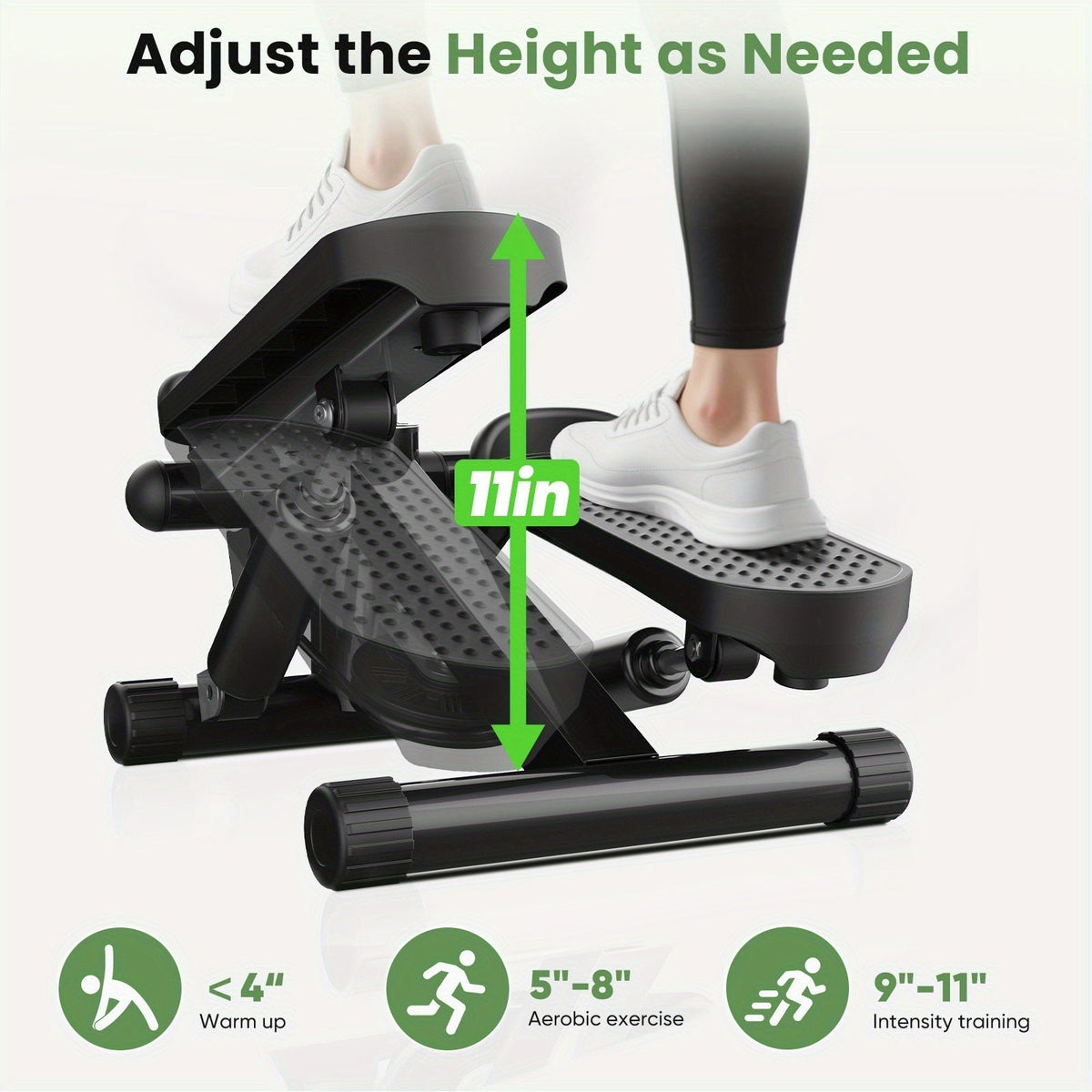 Fitness Equipment Compact Mini Stepper with Resistance Tubes Front Display and Orange Black Options