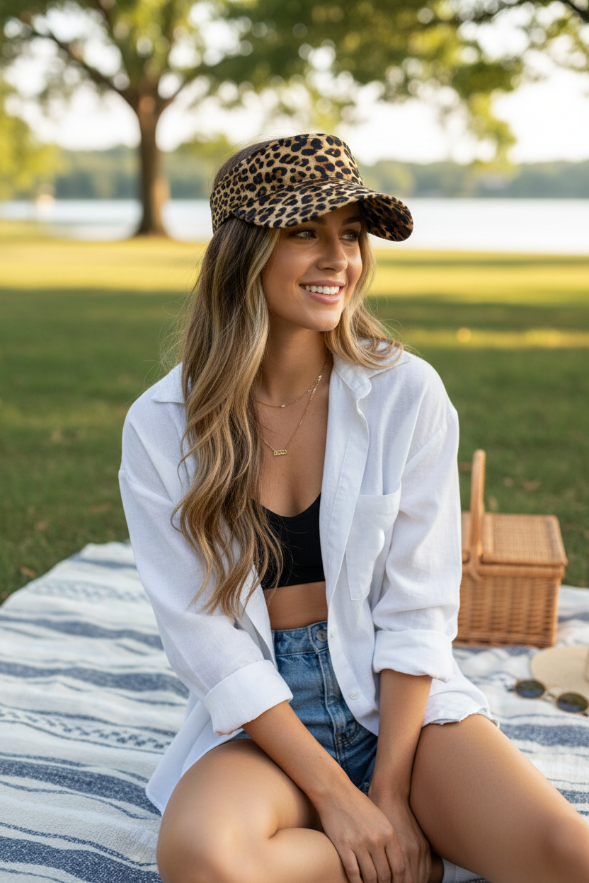 Cartwright Leopard Print Cotton Top Hat – No Crown, Adjustable, Korean Style