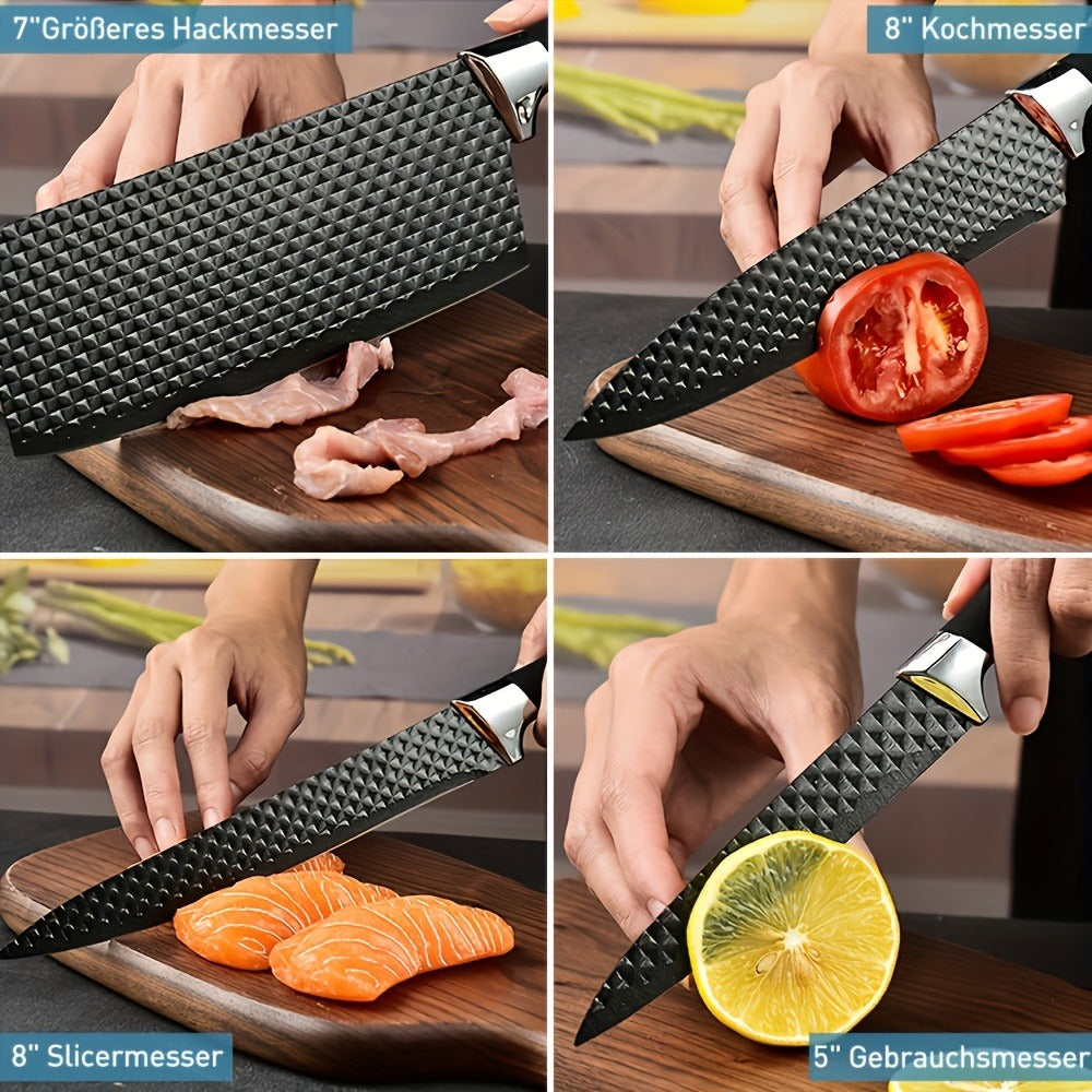 Kitchen Knife Set 6- or 7-Piece High-Carbon Stainless Steel with Wood Handles, Shears and Peeler