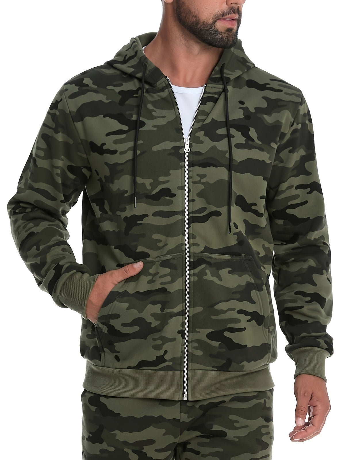 Ronan | Camouflage-Kapuzenjacke mit Reißverschluss