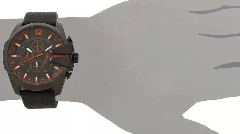 Diesel DZ4291 Mega Chief Chronograph Herrenuhr – Schwarzes Zifferblatt & schwarzes Lederarmband