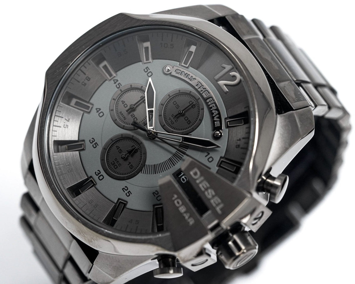 Diesel DZ4282 Mega Chief Chronograph Herrenuhr – Graues Zifferblatt & graues Edelstahlarmband