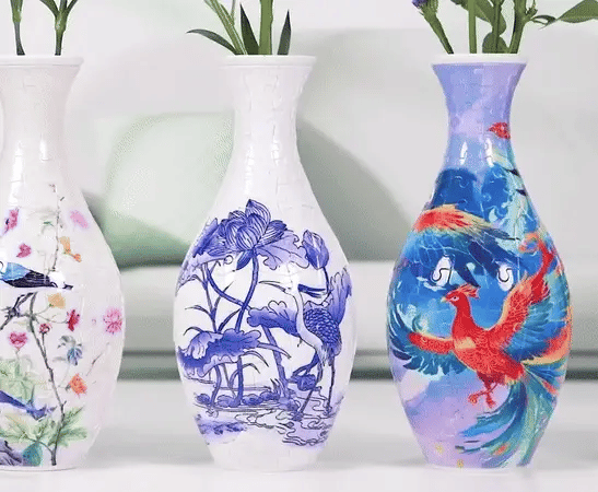 Creative 3D Puzzle Flower Vase 160 Pieces - DIY Home Decor Porcelain Design