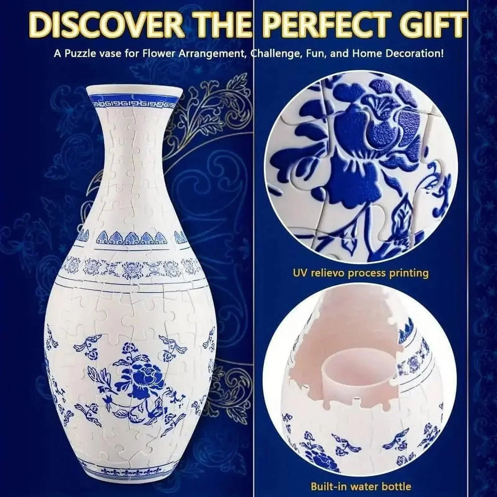 Creative 3D Puzzle Flower Vase 160 Pieces - DIY Home Decor Porcelain Design
