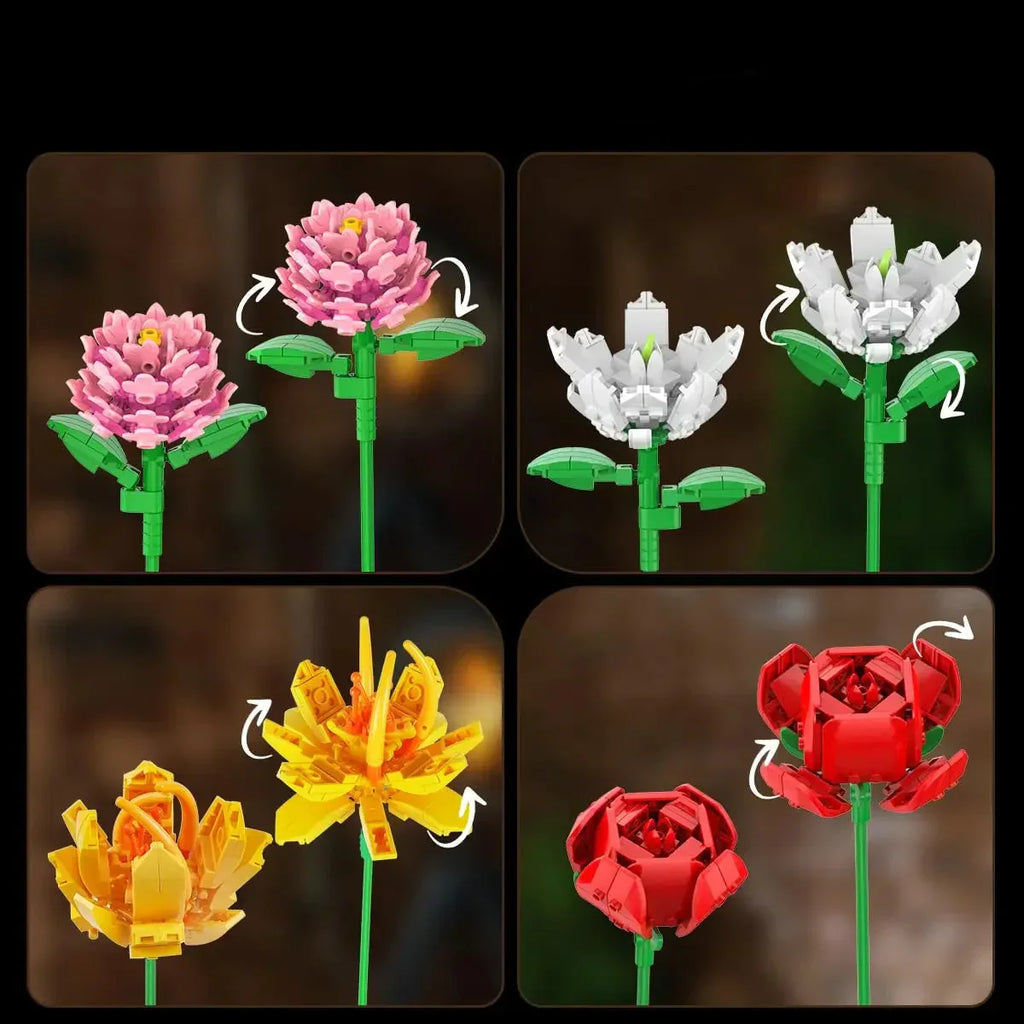 Flower Bouquet Building Set with 18 Blooms