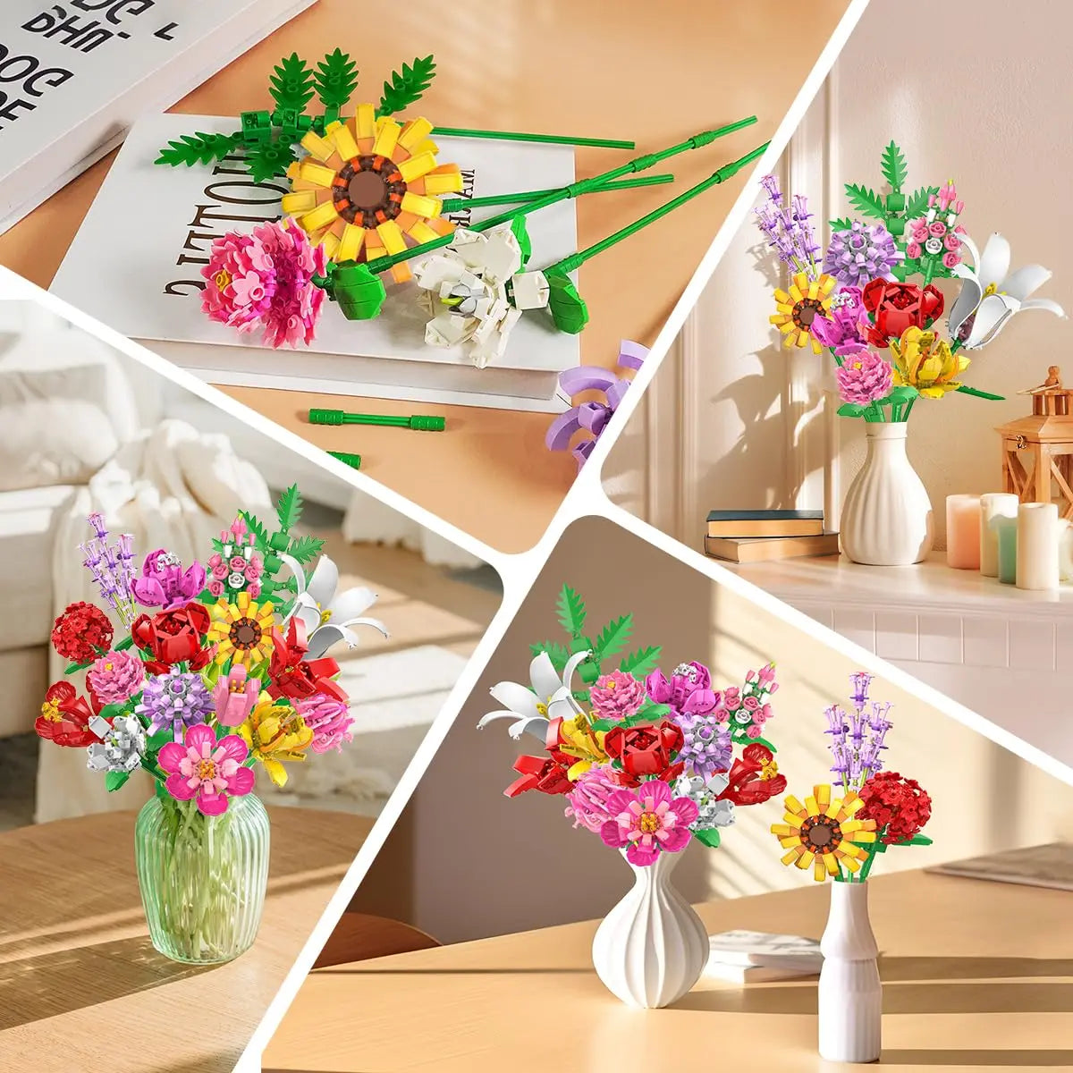 Flower Bouquet Building Set with 18 Blooms