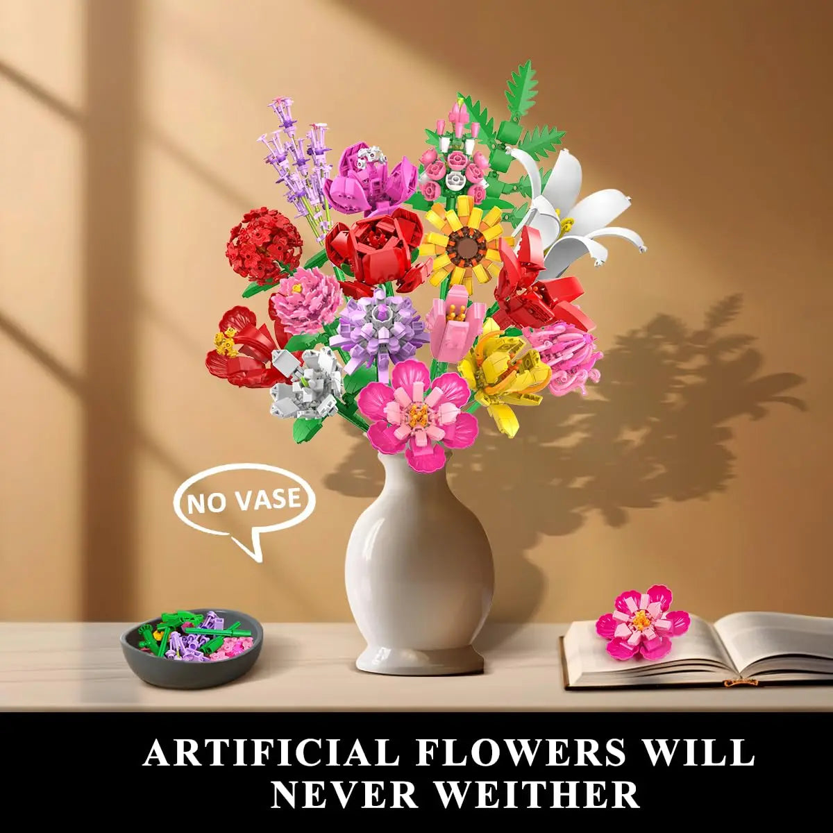 Flower Bouquet Building Set with 18 Blooms