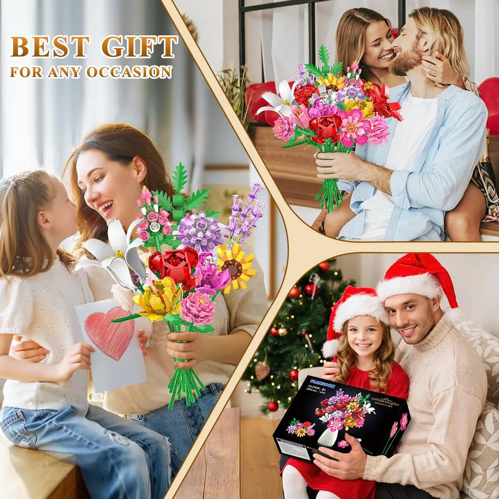 Flower Bouquet Building Set with 18 Blooms