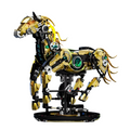 Golden Mechanical Horse Building Blocks Kit