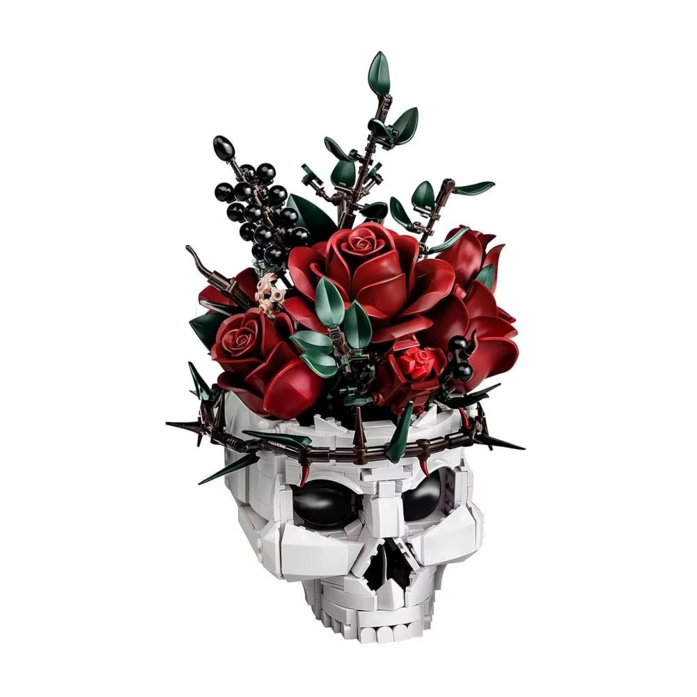Gothic Skull Roses Bouquet Building Blocks Set