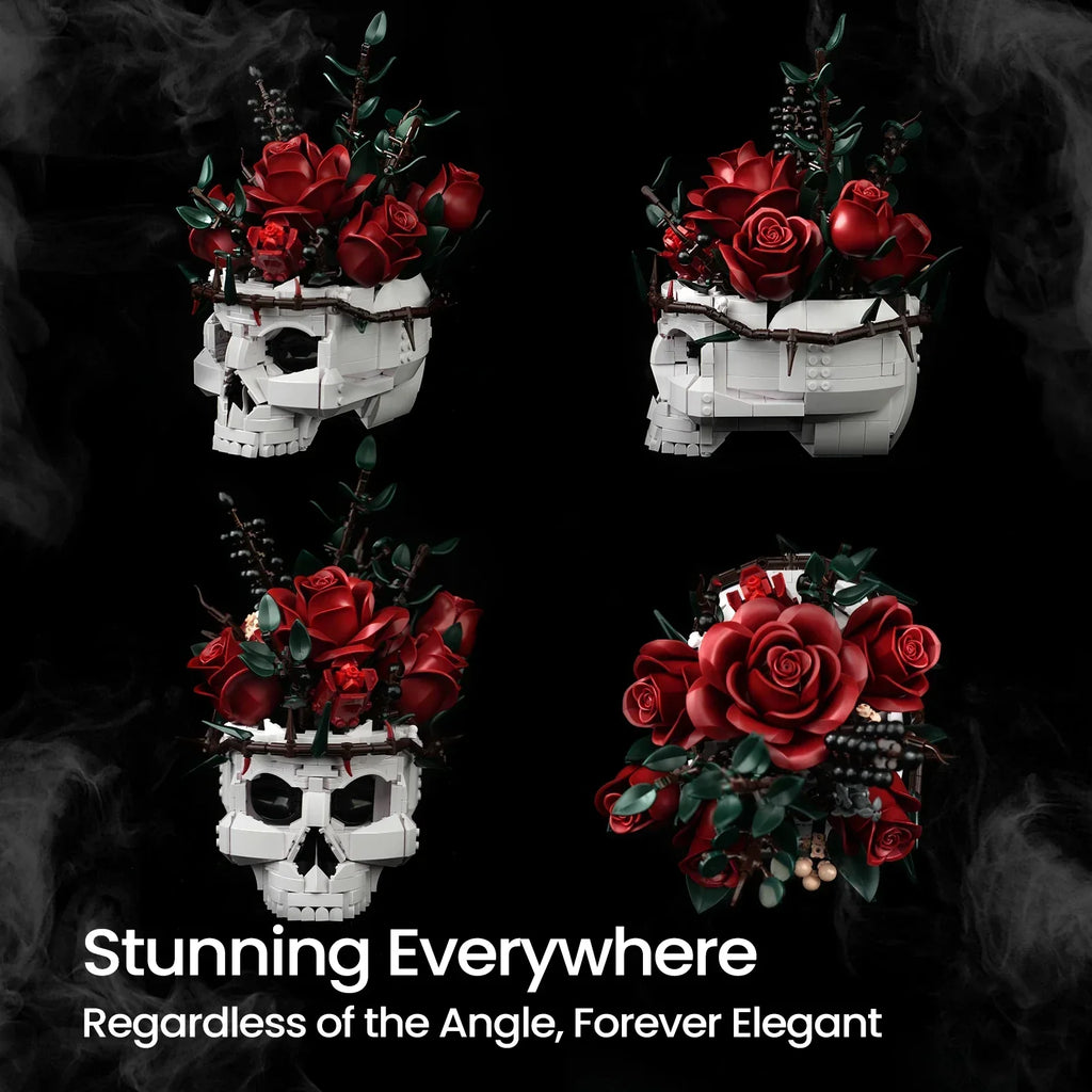 Gothic Skull Roses Bouquet Building Blocks Set