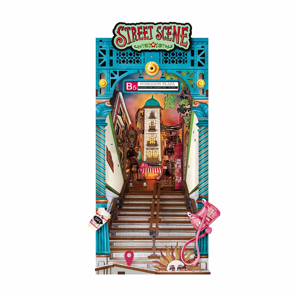 LED Street Scene Book Nook Shelf Insert