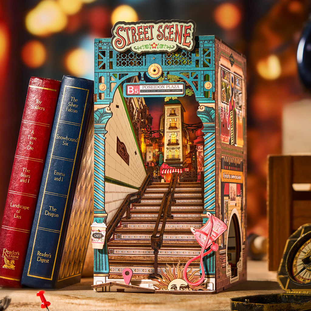 LED Street Scene Book Nook Shelf Insert