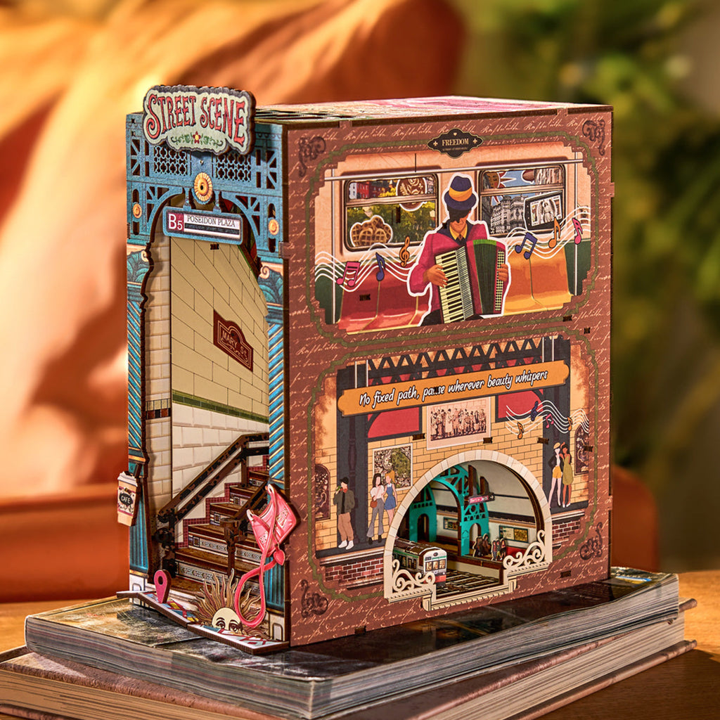 LED Street Scene Book Nook Shelf Insert