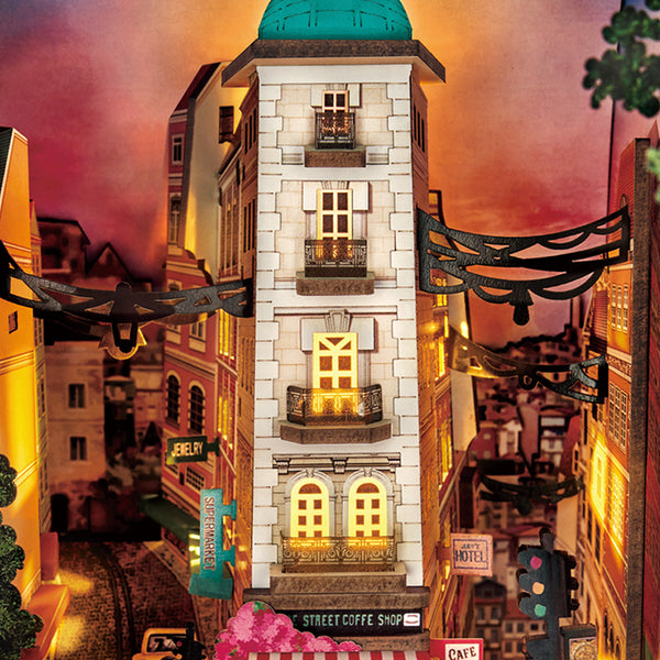 LED Street Scene Book Nook Shelf Insert