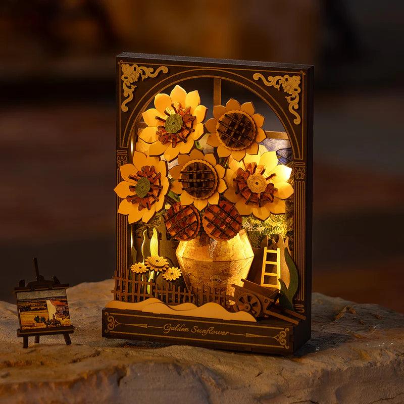 3D Wooden Sunflower Puzzle Night Light
