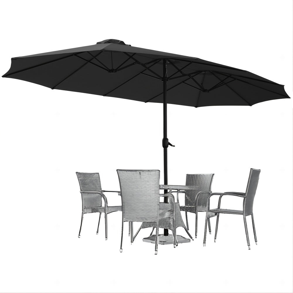 Patio Umbrella 15x9FT Double-Sided Style with 12 Steel Ribs, Dual Vents, Crank and 11 Colors