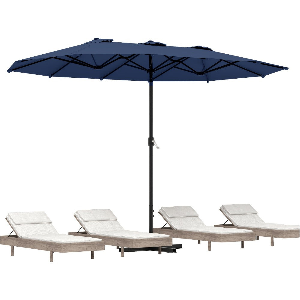 Patio Umbrella 15x9FT Double-Sided Style with 12 Steel Ribs, Dual Vents, Crank and 11 Colors
