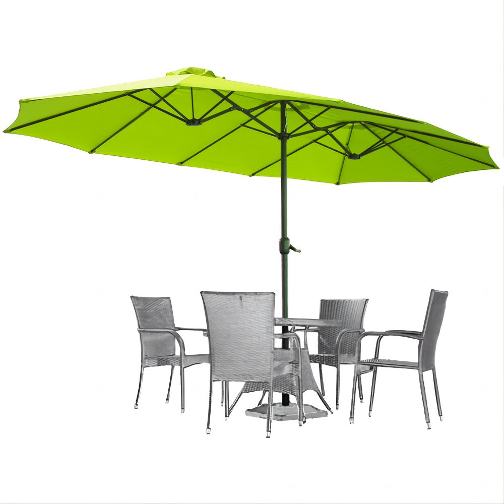 Patio Umbrella 15x9FT Double-Sided Style with 12 Steel Ribs, Dual Vents, Crank and 11 Colors
