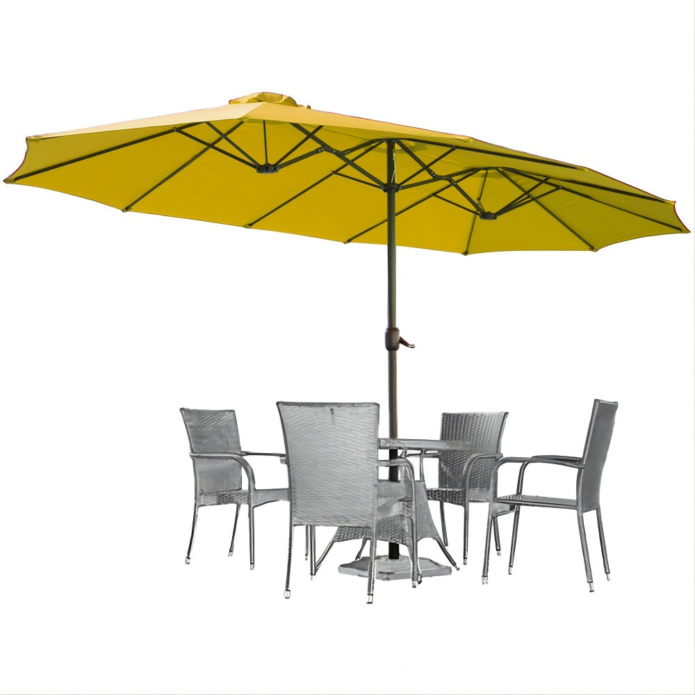 Patio Umbrella 15x9FT Double-Sided Style with 12 Steel Ribs, Dual Vents, Crank and 11 Colors