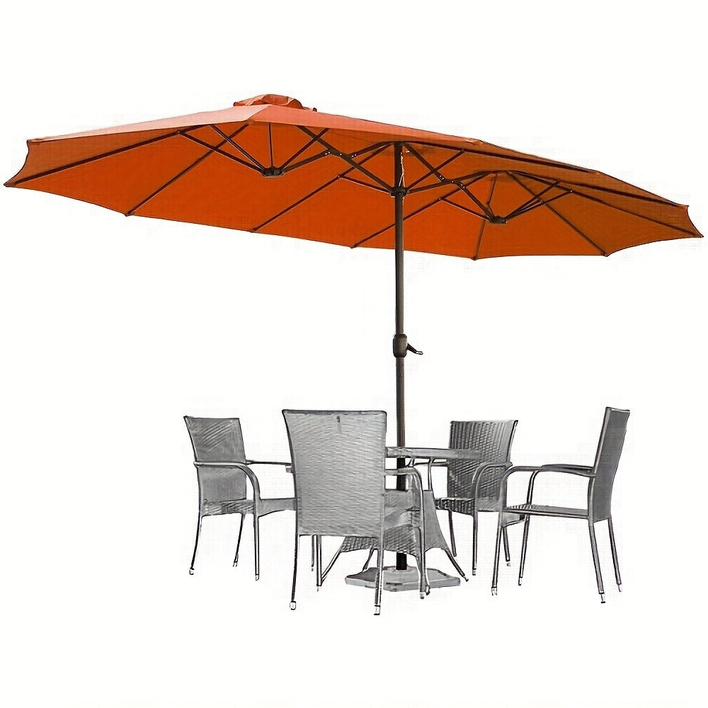 Patio Umbrella 15x9FT Double-Sided Style with 12 Steel Ribs, Dual Vents, Crank and 11 Colors