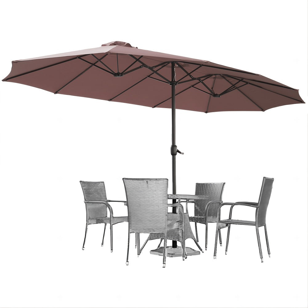 Patio Umbrella 15x9FT Double-Sided Style with 12 Steel Ribs, Dual Vents, Crank and 11 Colors