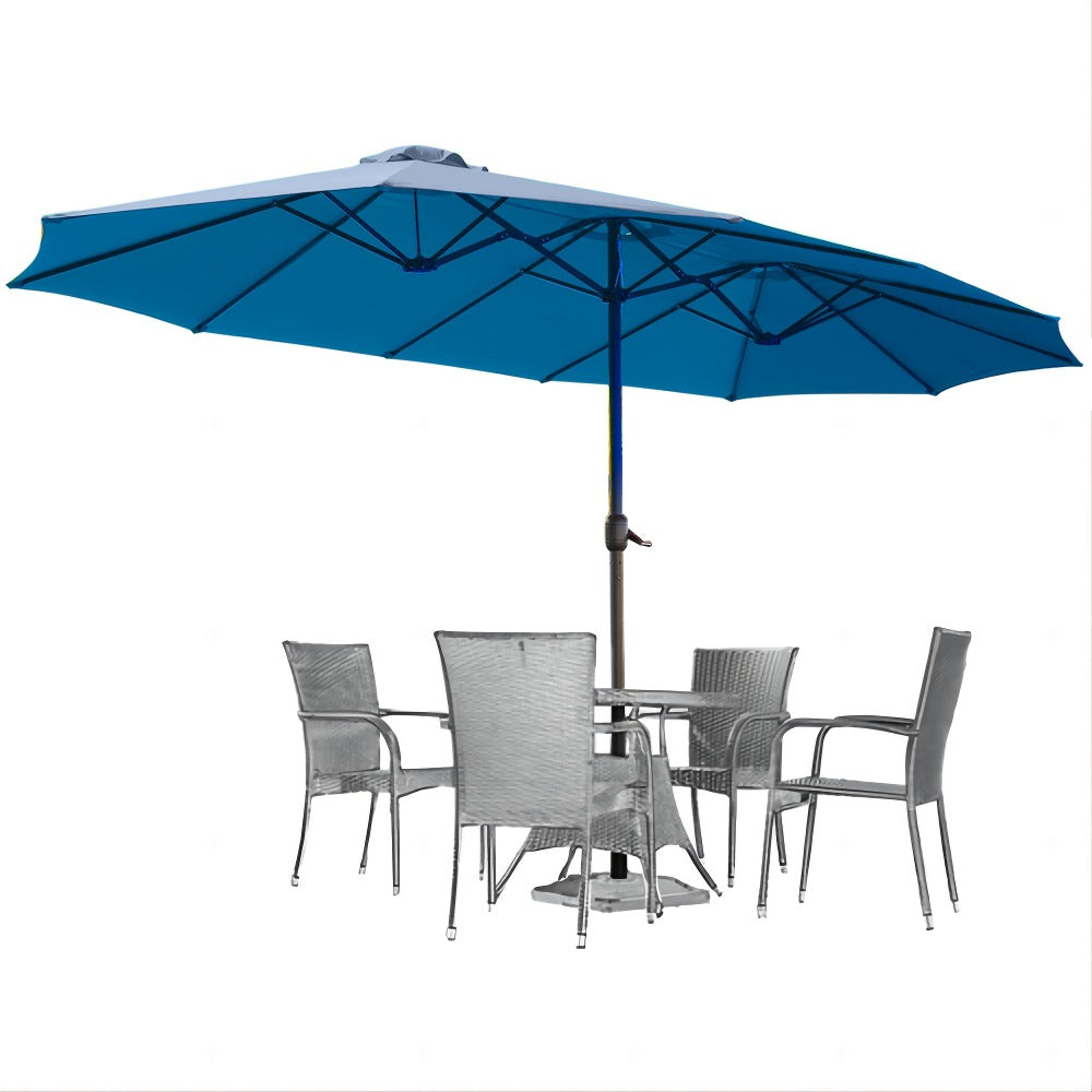 Patio Umbrella 15x9FT Double-Sided Style with 12 Steel Ribs, Dual Vents, Crank and 11 Colors