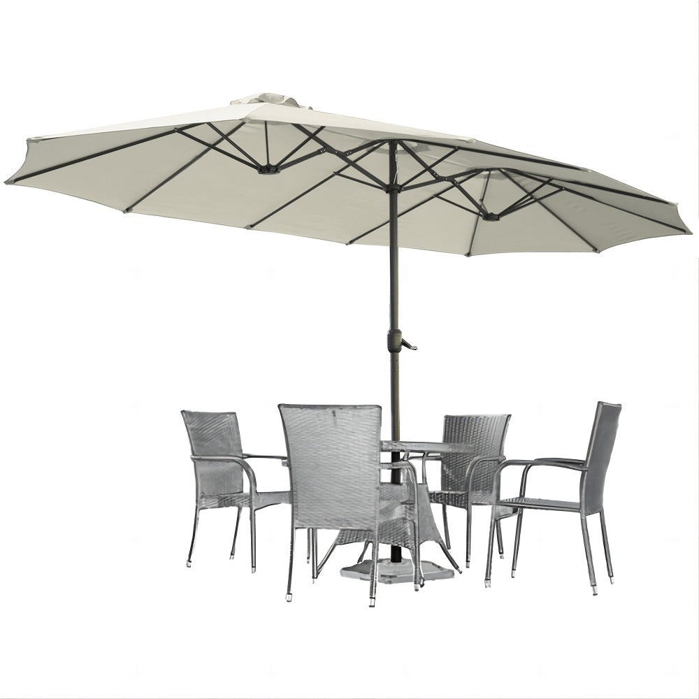 Patio Umbrella 15x9FT Double-Sided Style with 12 Steel Ribs, Dual Vents, Crank and 11 Colors