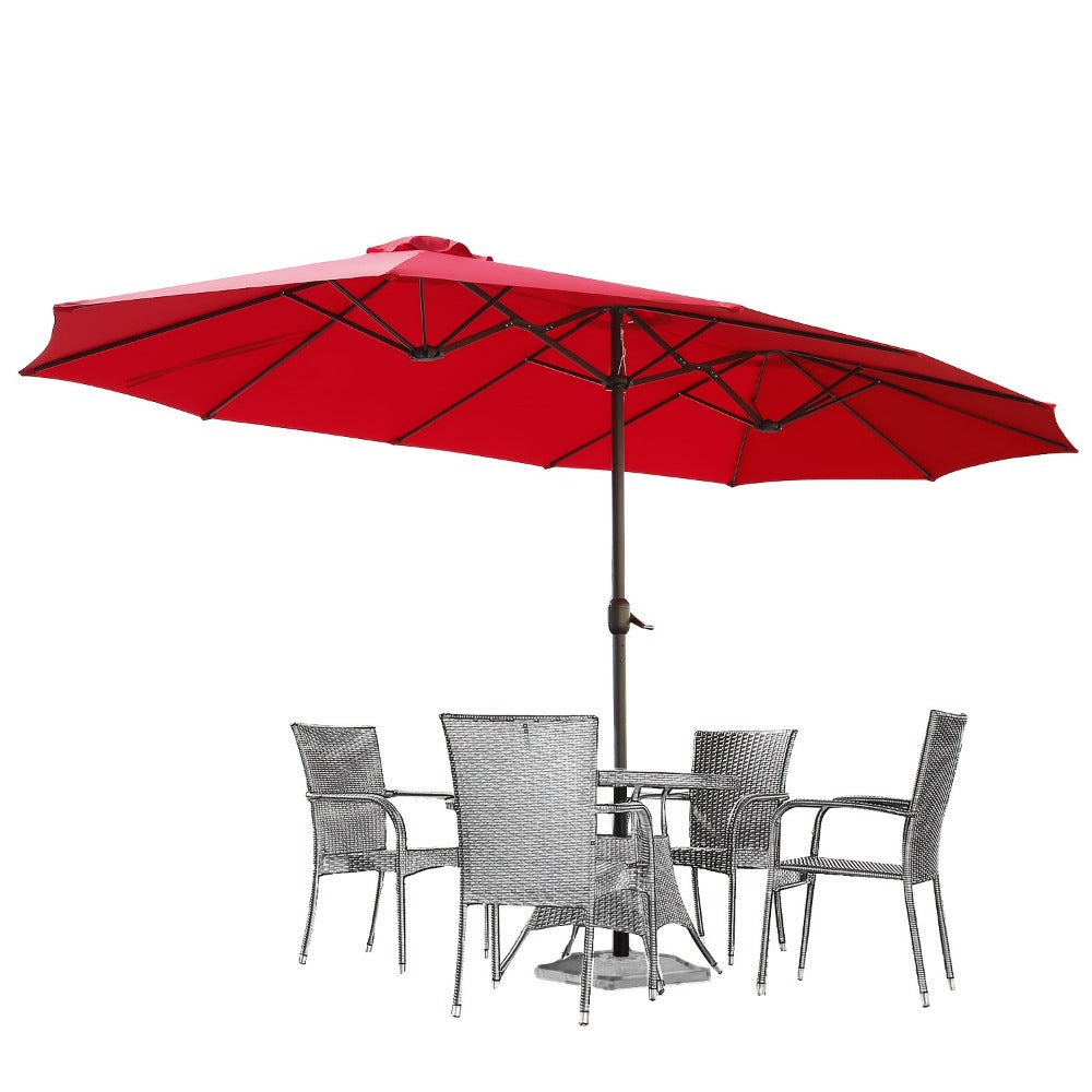 Patio Umbrella 15x9FT Double-Sided Style with 12 Steel Ribs, Dual Vents, Crank and 11 Colors