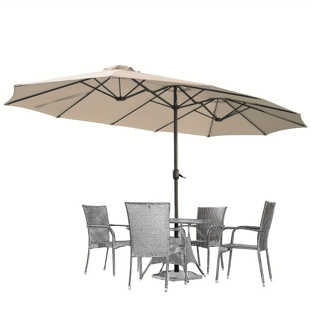 Patio Umbrella 15x9FT Double-Sided Style with 12 Steel Ribs, Dual Vents, Crank and 11 Colors