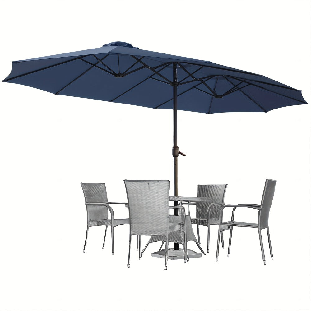 Patio Umbrella 15x9FT Double-Sided Style with 12 Steel Ribs, Dual Vents, Crank and 11 Colors