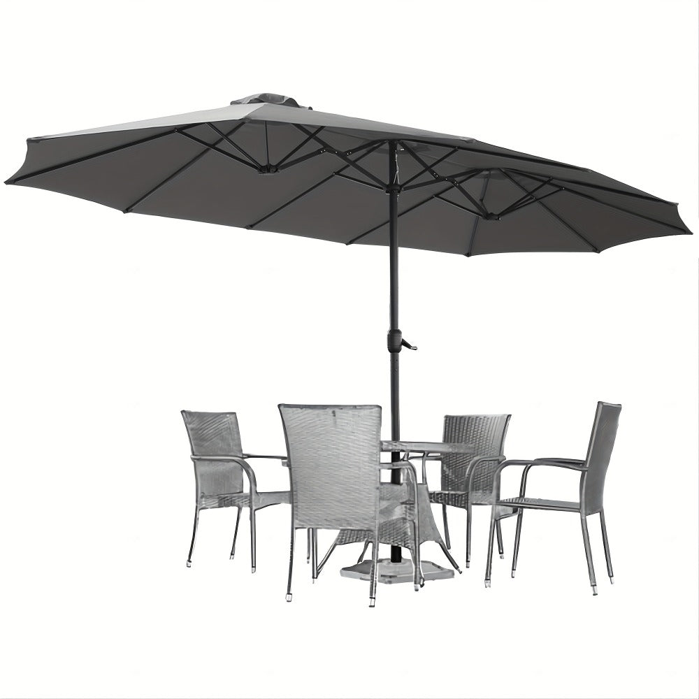 Patio Umbrella 15x9FT Double-Sided Style with 12 Steel Ribs, Dual Vents, Crank and 11 Colors