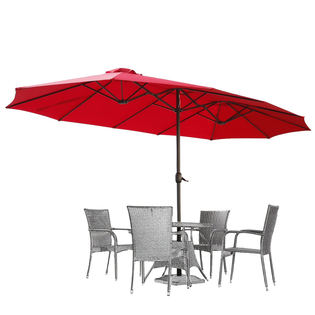 Patio Umbrella 15x9FT Double-Sided Style with 12 Steel Ribs, Dual Vents, Crank and 11 Colors