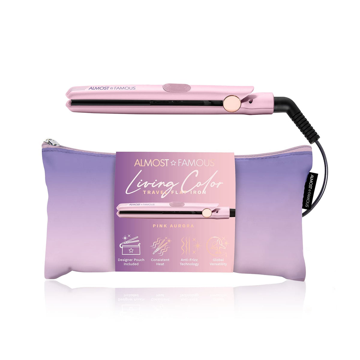Almost Famous Mini Travel Flat Iron With Travel Pouch